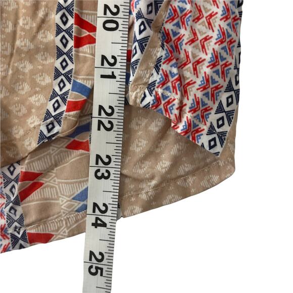 Anthropologie Maeve Women's Size Medium Button Up Tan Pattern Blouse - Picture 9 of 9